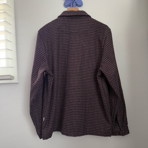 Rhythm Large Check Oversized Shirt Long Sleeve Plum Purple Wool Outdoor - Picture 2 of 5